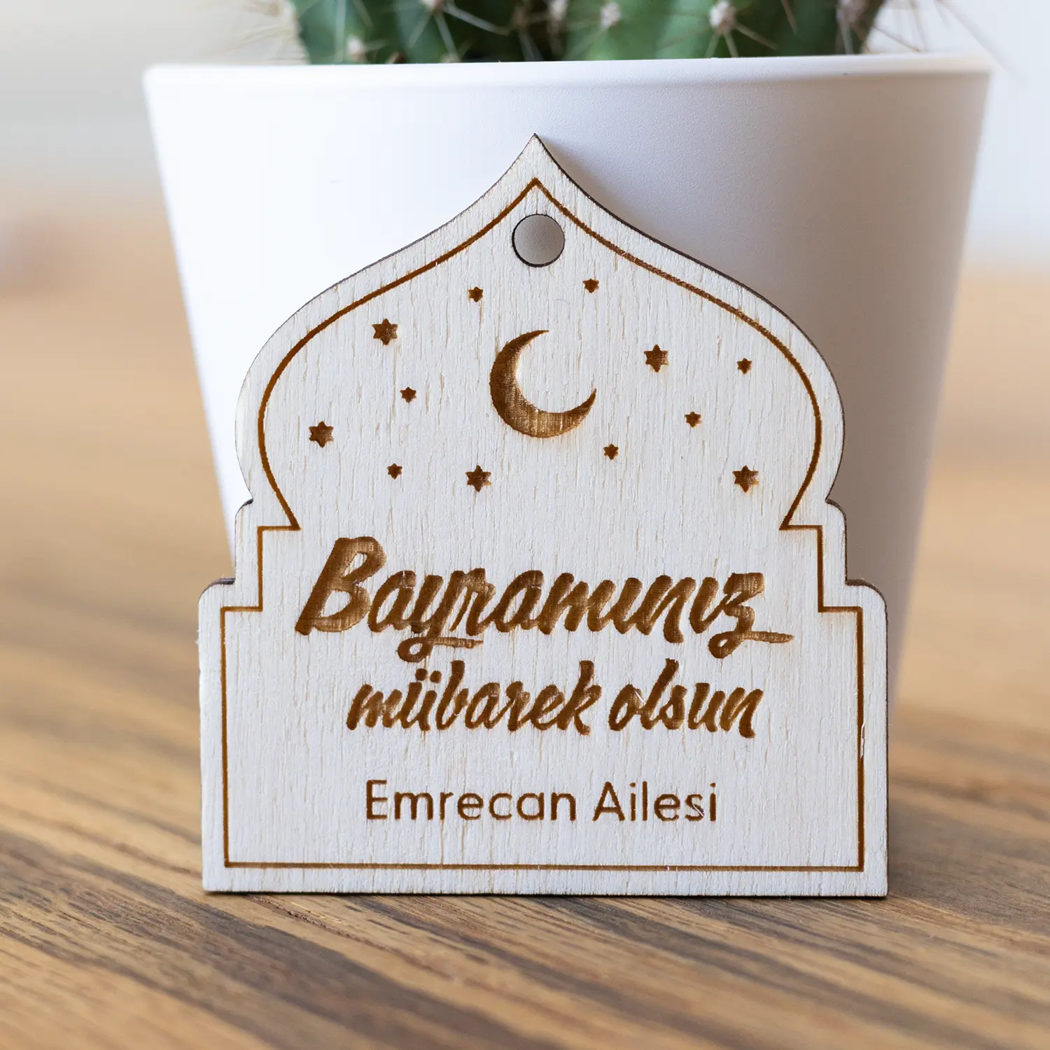 Ramadan Geschenkkarte aus Holz – Moschee, personalisiert mit Namen