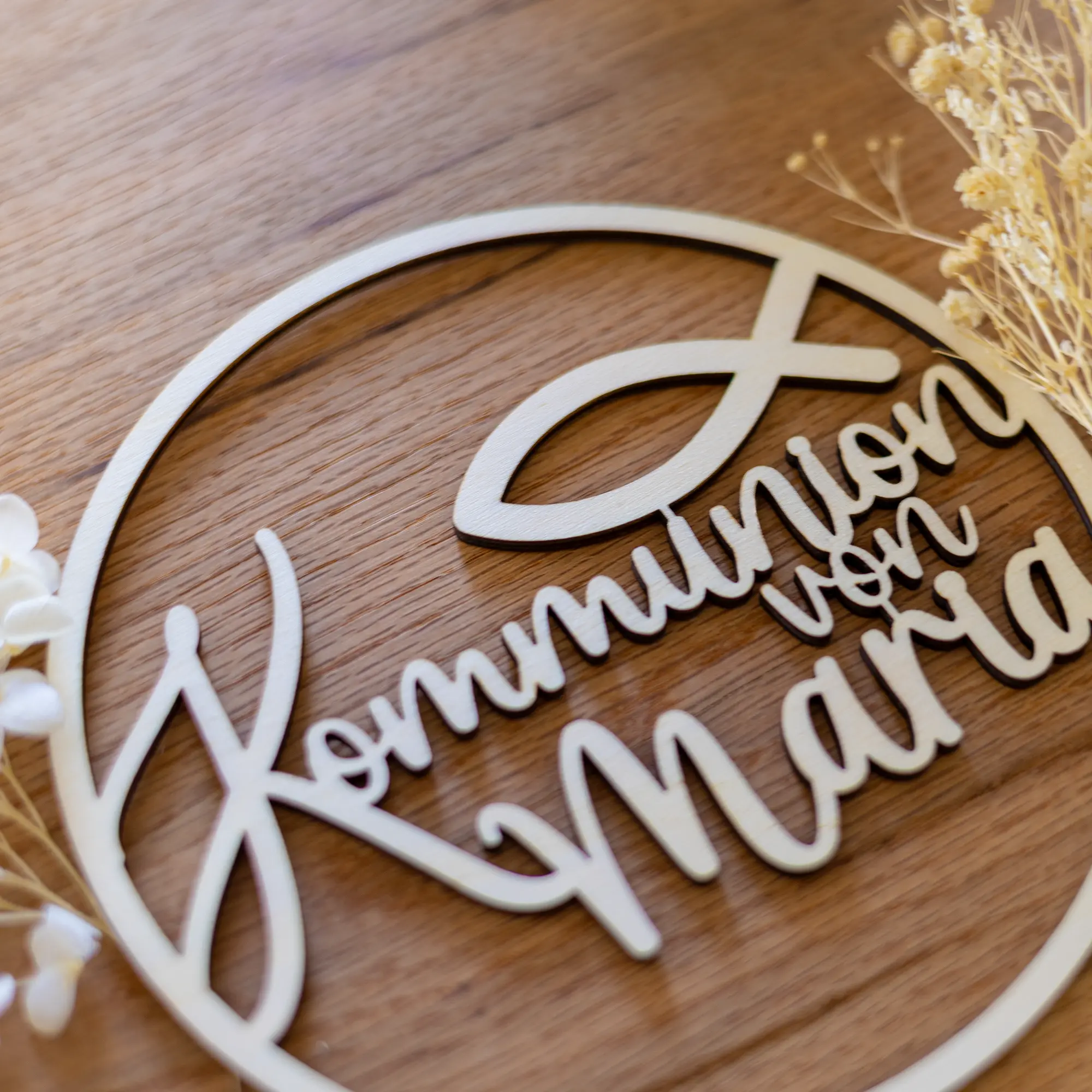 Personalisierbarer Caketopper -„Kommunion von“ mit Fischsymbol – Bild 4