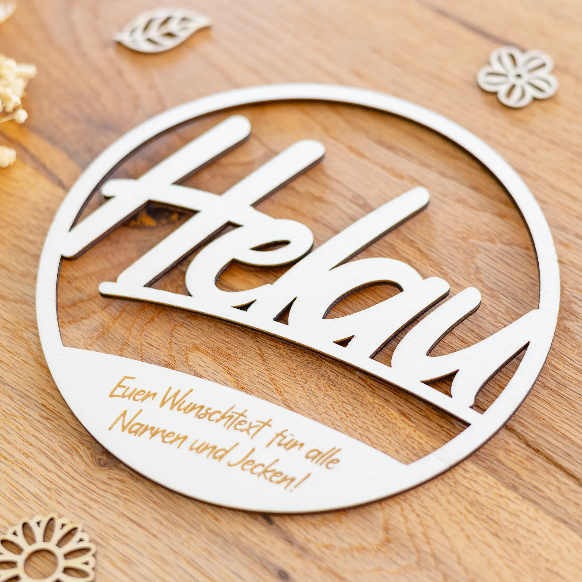 Personalisierbares Holzschild „Helau“