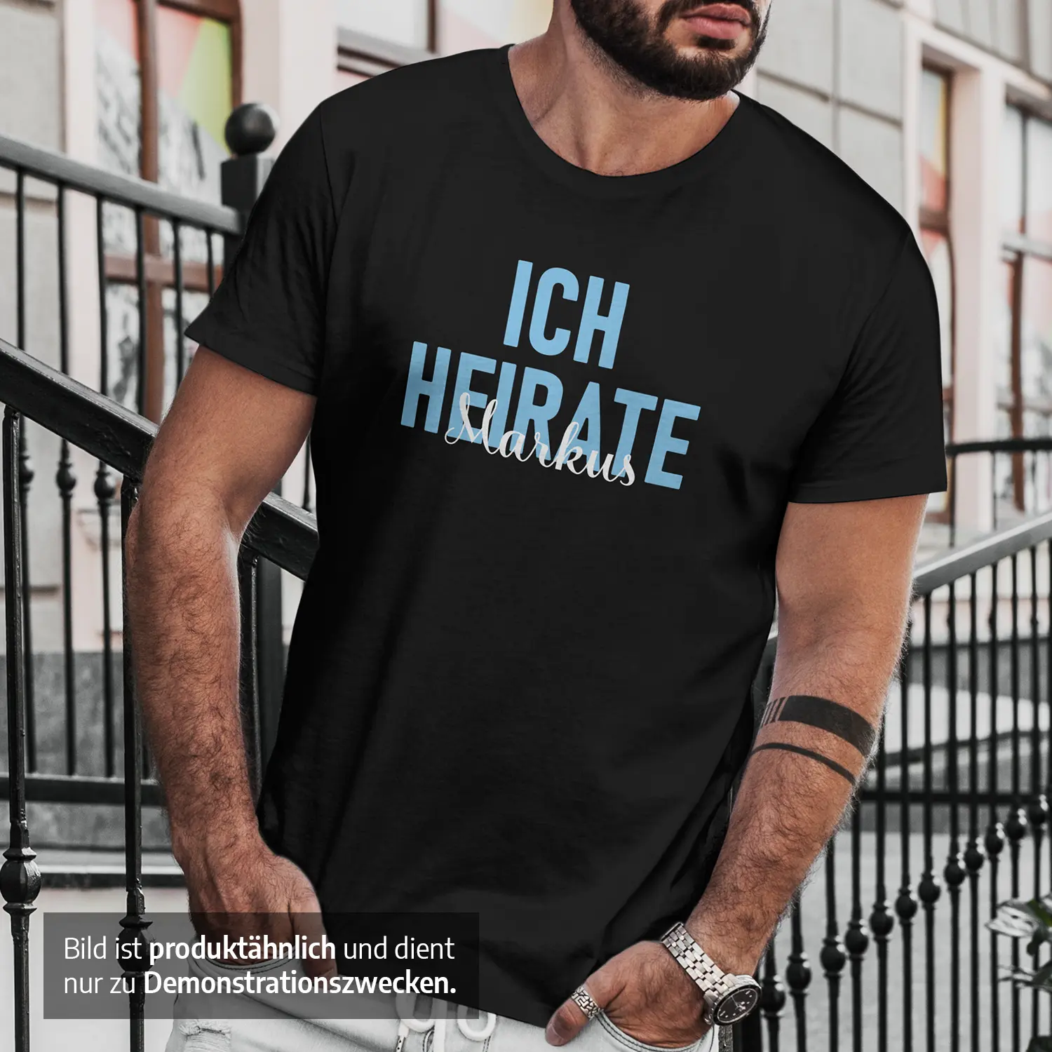 JGA T-Shirt Set für Männer und Frauen – Ich Heirate – Wir Feiern, personalisiert mit Namen – Bild 4