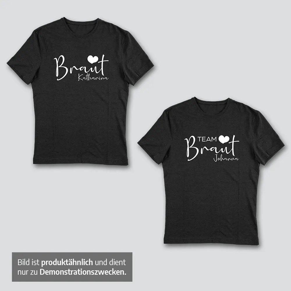 Team Braut – JGA Frauen T-Shirt, personalisiert mit Namen – Einzeln oder als Set mit Braut T-Shirt – Bild 2