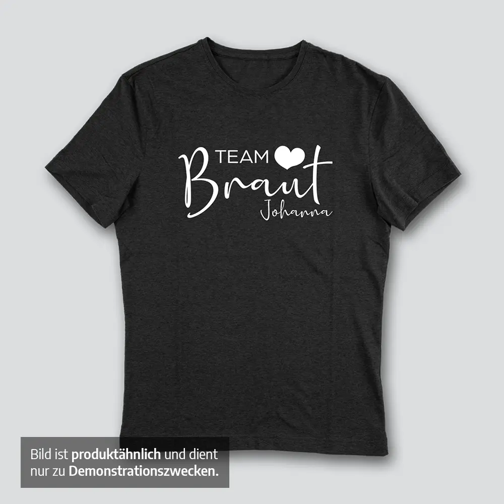 Team Braut – JGA Frauen T-Shirt, personalisiert mit Namen – Einzeln oder als Set mit Braut T-Shirt