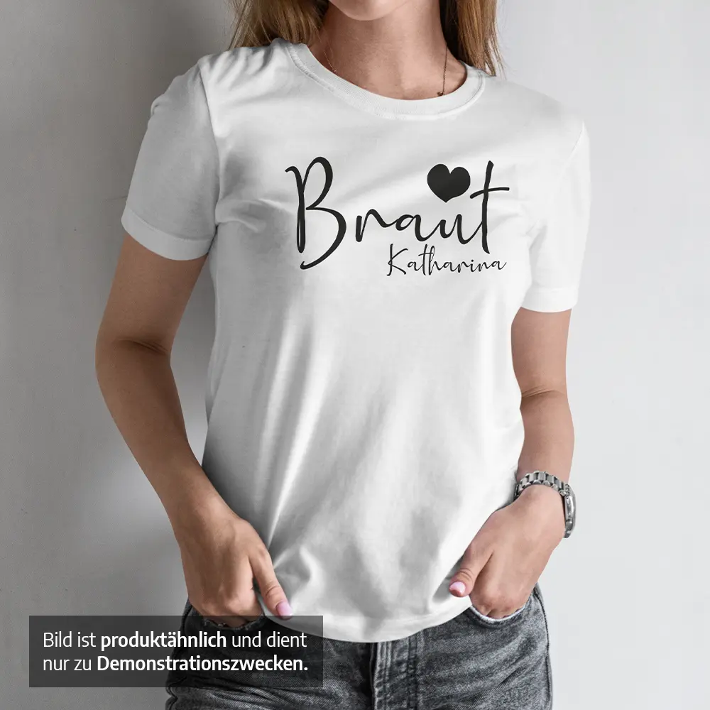 Team Braut – JGA Frauen T-Shirt, personalisiert mit Namen – Einzeln oder als Set mit Braut T-Shirt – Bild 3