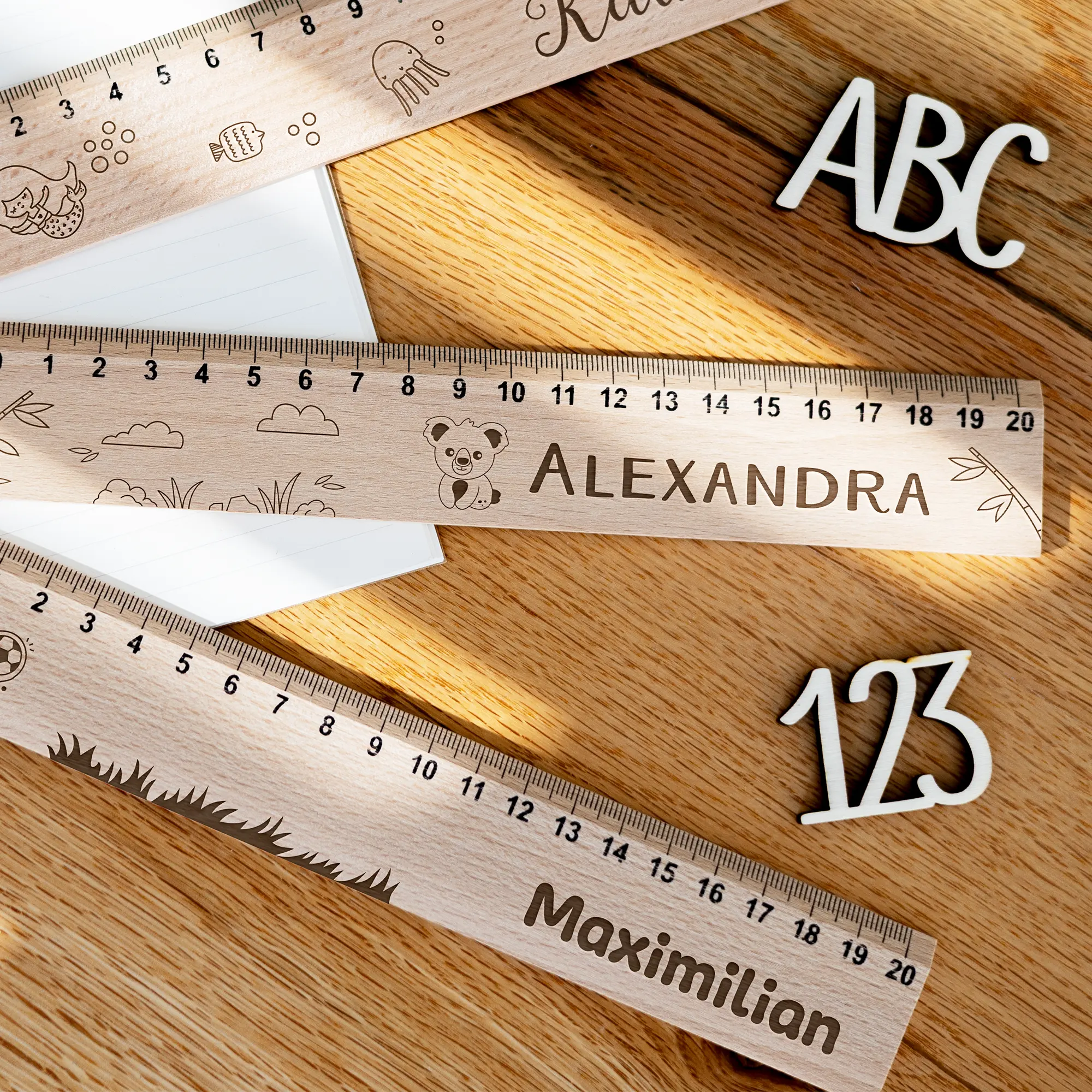 Personalisiertes Lineal für Kinder (20 cm) mit verschiedenen Motiven – Bild 6