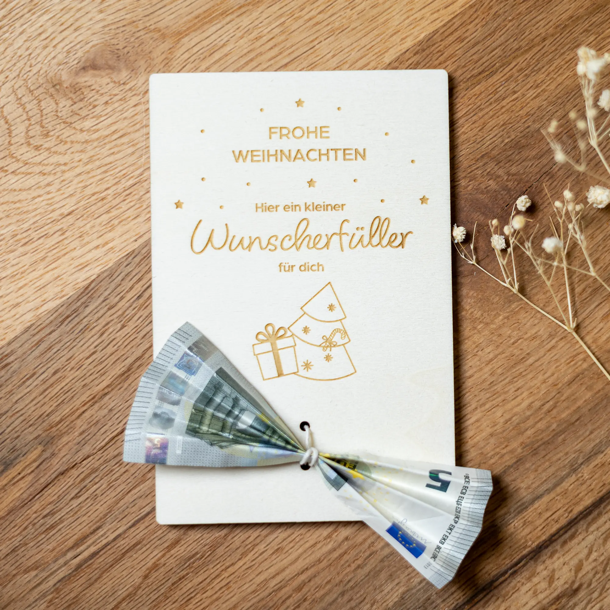 Weihnachtskarte Geldgeschenk „Wunscherfüller“ – personalisierbar
