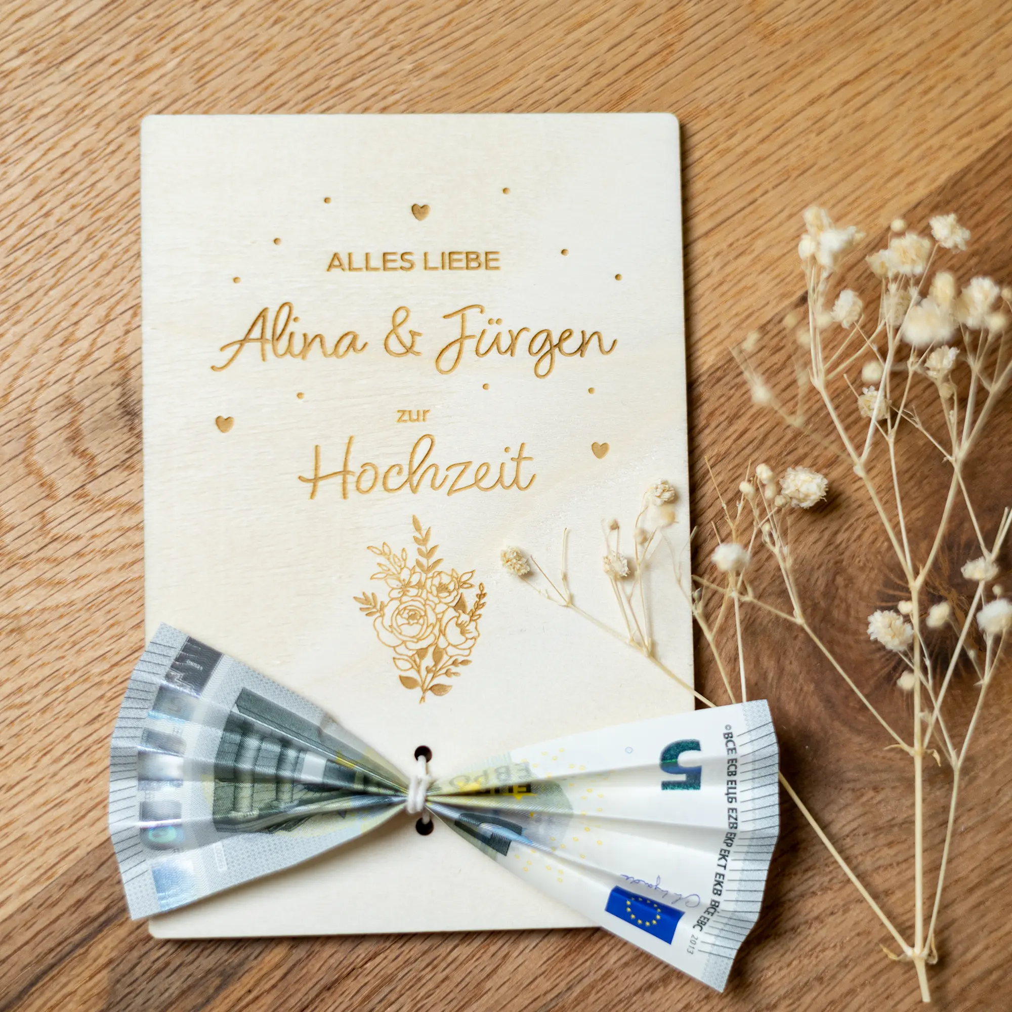 Geldgeschenkkarte zur Hochzeit, personalisierbar – Bild 2