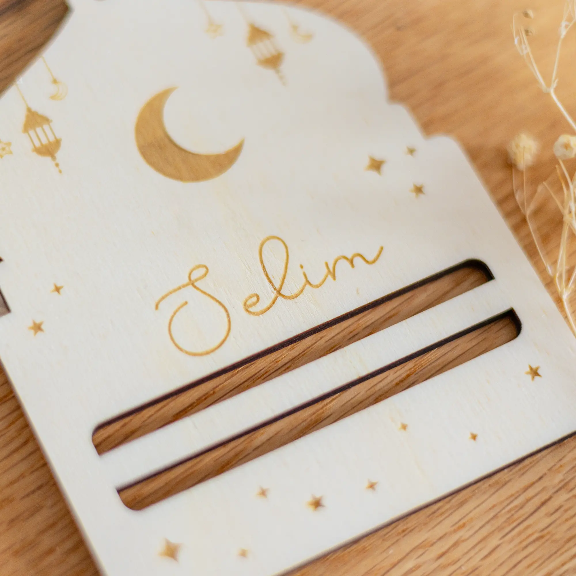 Personalisierter Geldgeschenk Anhänger zu Ramadan aus Holz, Moscheeform – Bild 4