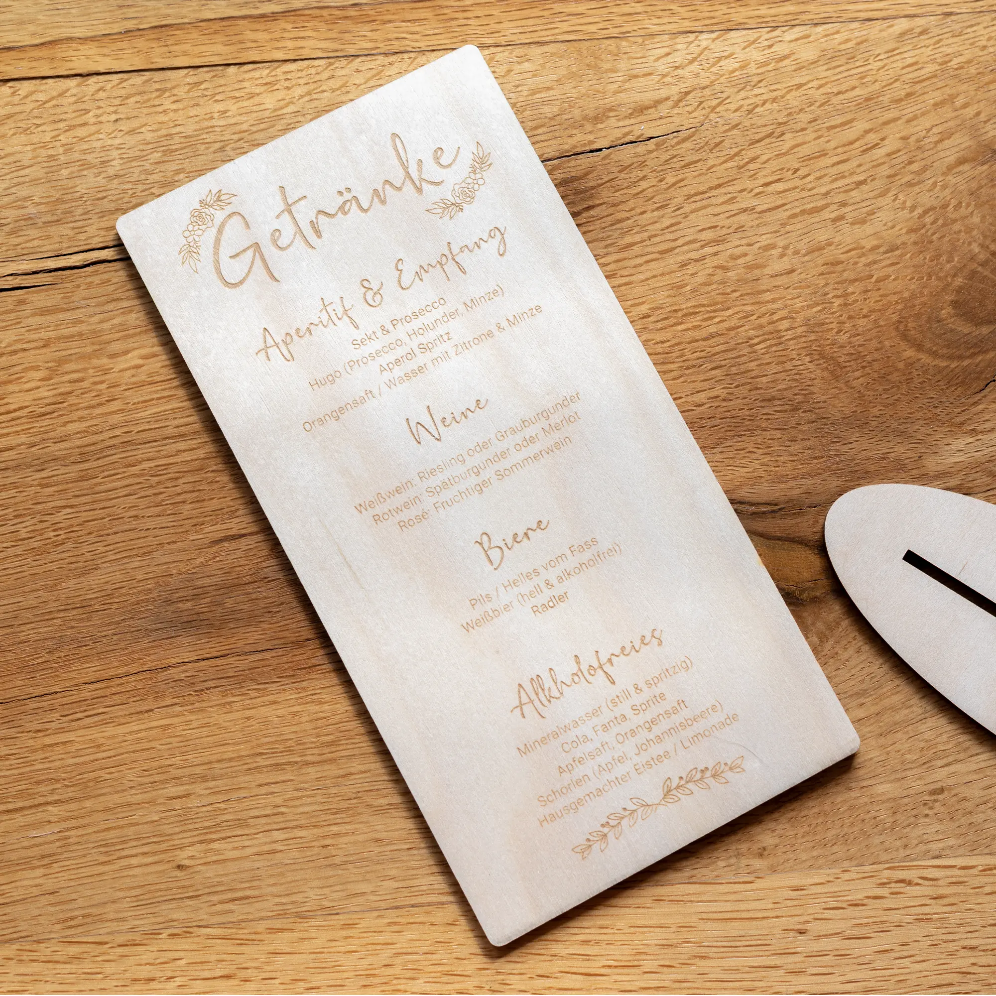 Personalisierte Menükarte für Hochzeiten aus Holz – Bild 5