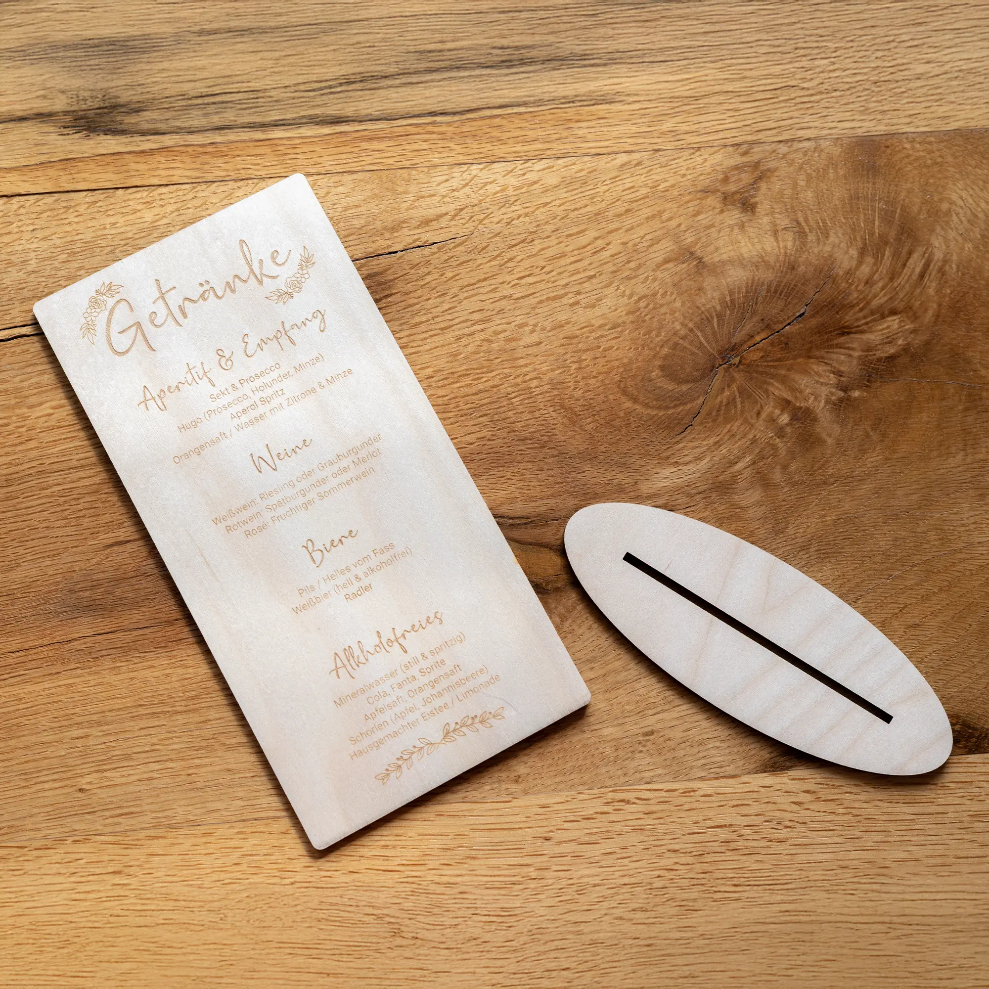 Personalisierte Menükarte für Hochzeiten aus Holz – Bild 3