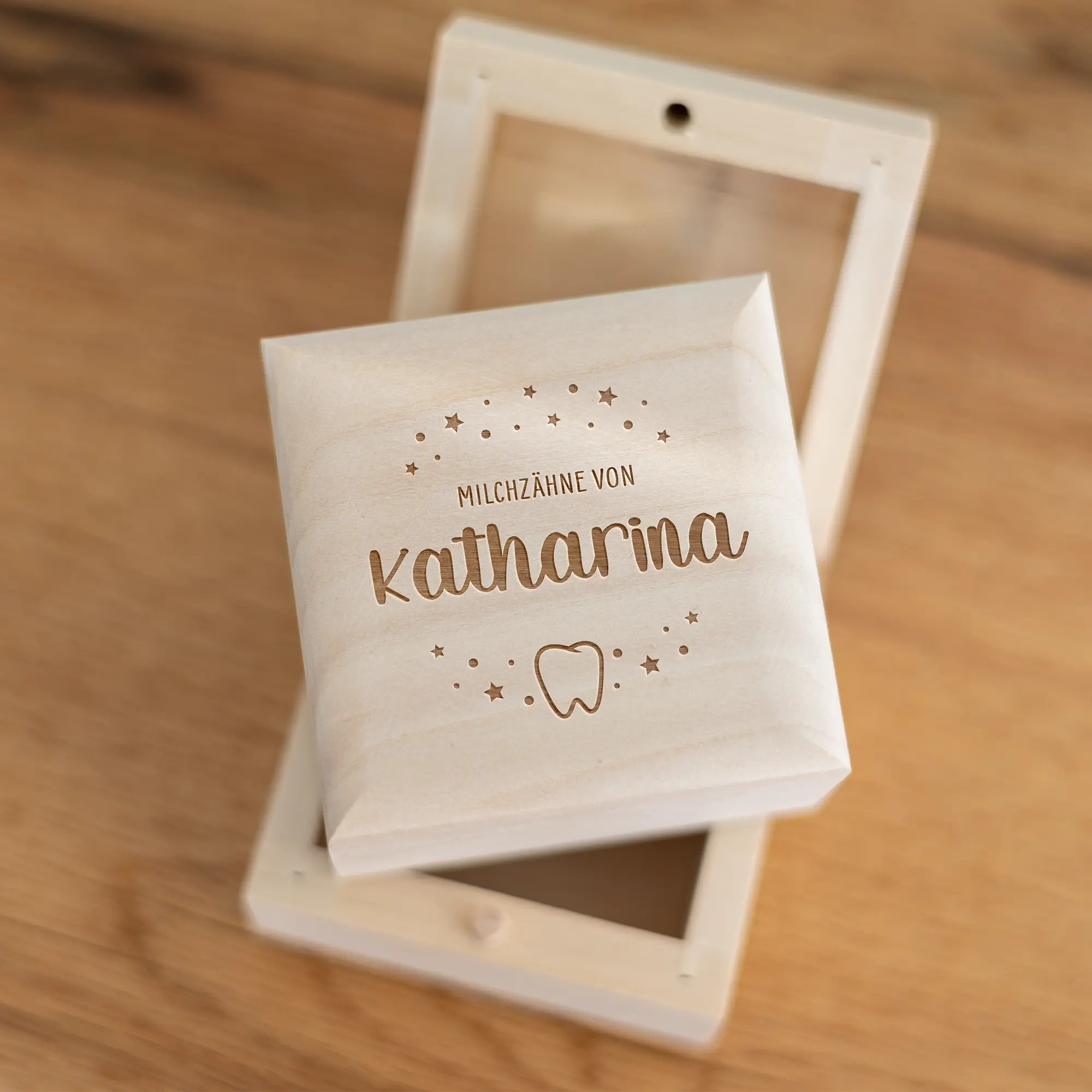 Personalisierte Milchzahndose mit Namen und Klappverschluss