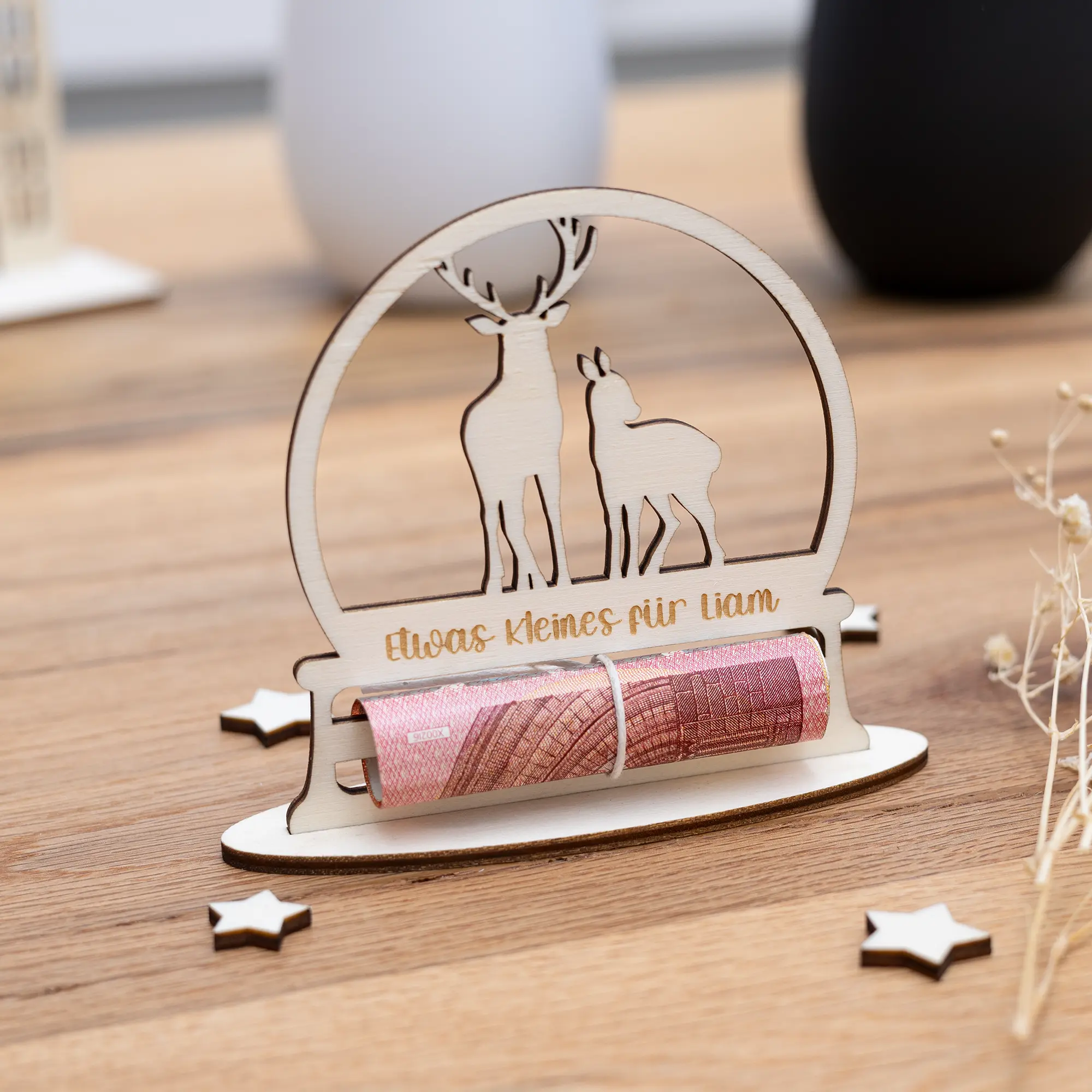 Personalisiertes Geldgeschenk Aus Holz – Rentiere – Bild 6