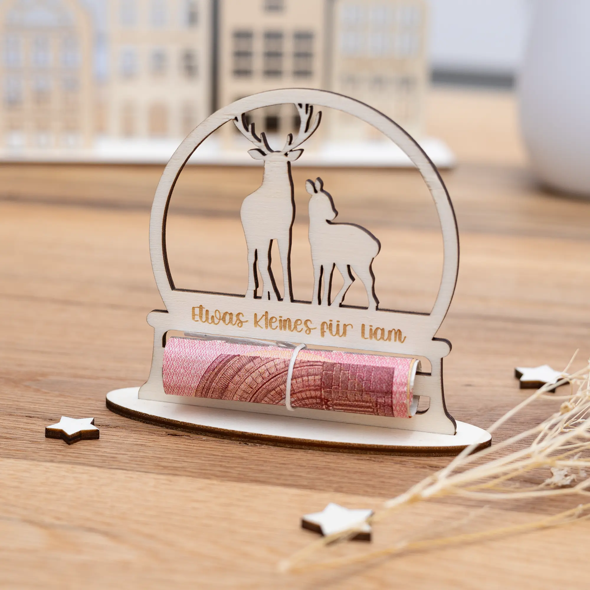 Personalisiertes Geldgeschenk Aus Holz – Rentiere – Bild 8