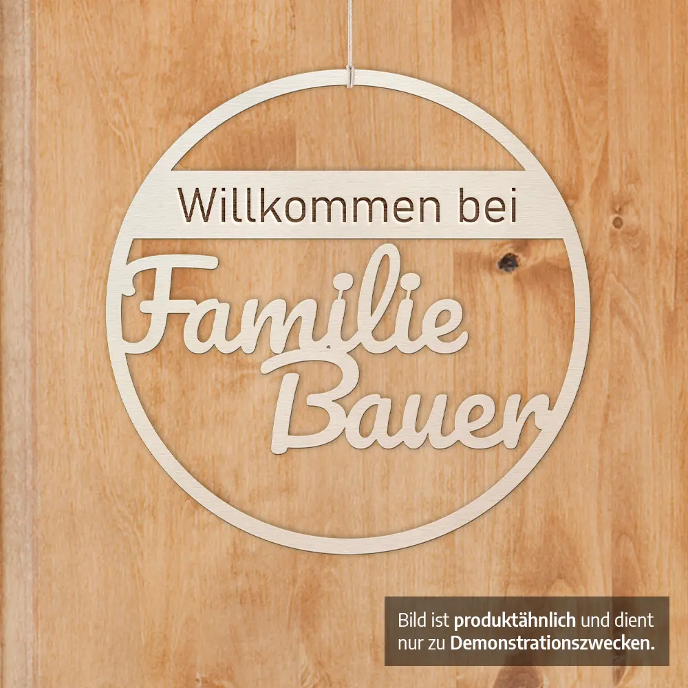 Holzschild – Willkommen bei, personalisiert mit Familienname – Bild 3