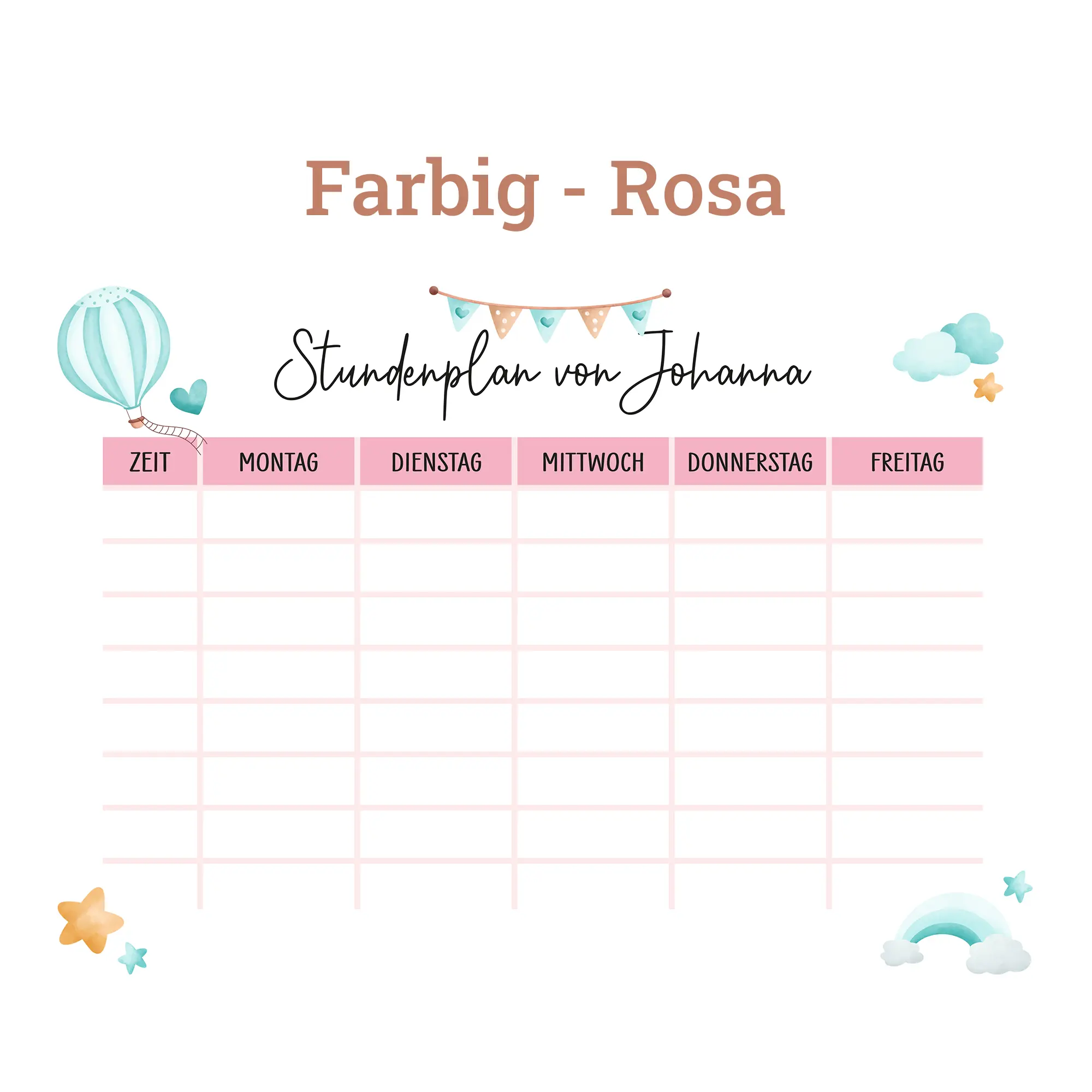 Personalisierter Stundenplan aus Acrylglas – Fantasiewelt (Blau) – Bild 4