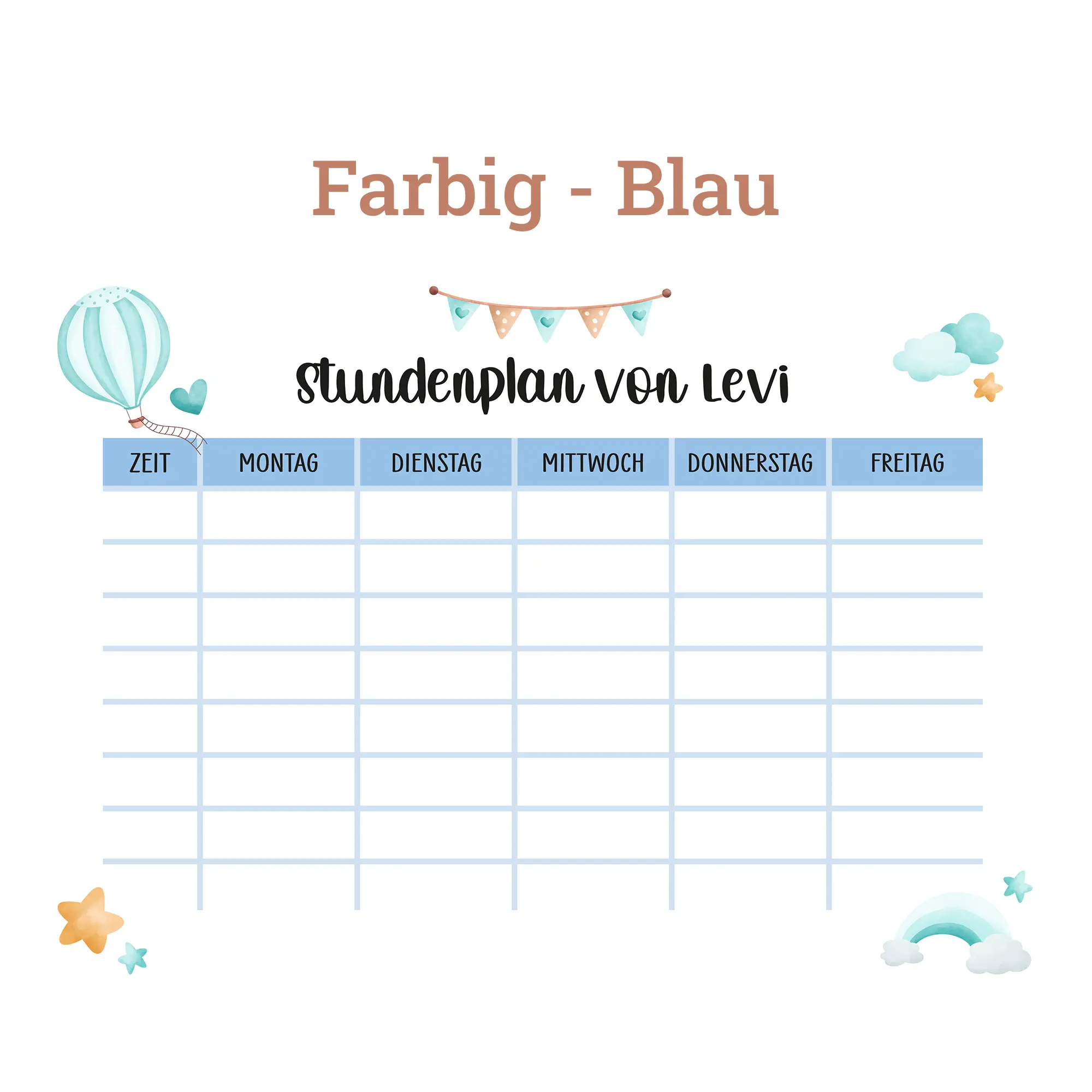 Personalisierter Stundenplan aus Acrylglas – Fantasiewelt (Blau) – Bild 6