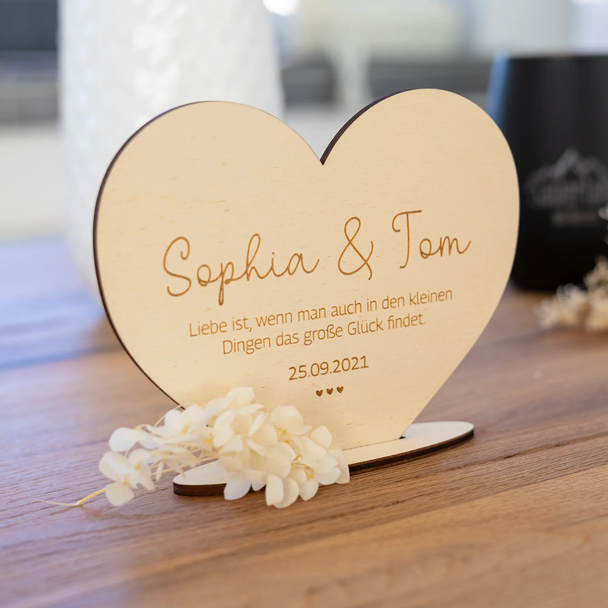 Personalisierter Herzaufsteller für Paare mit Wunschtext – Bild 4