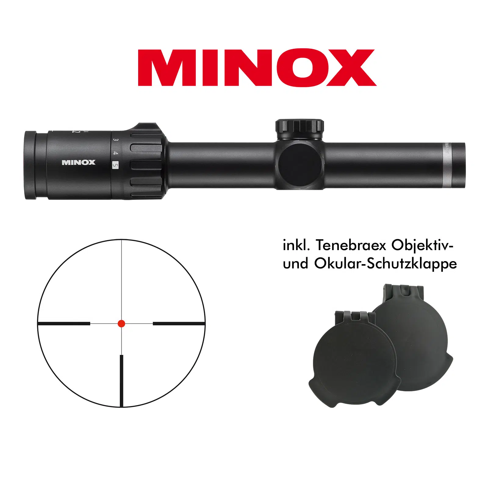 MINOX Allrounder Drückjagdglas 1-5 x 24 mit Z-Schiene und Leuchtpunkt rot