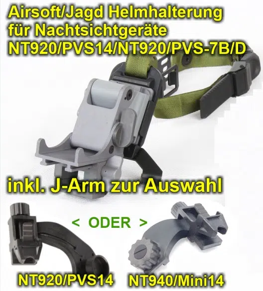 Helmhalterung mit Gelenk und J-Arm für Nachtsichtgeräte NT920/PVS14/NT940/PVS-7B/D