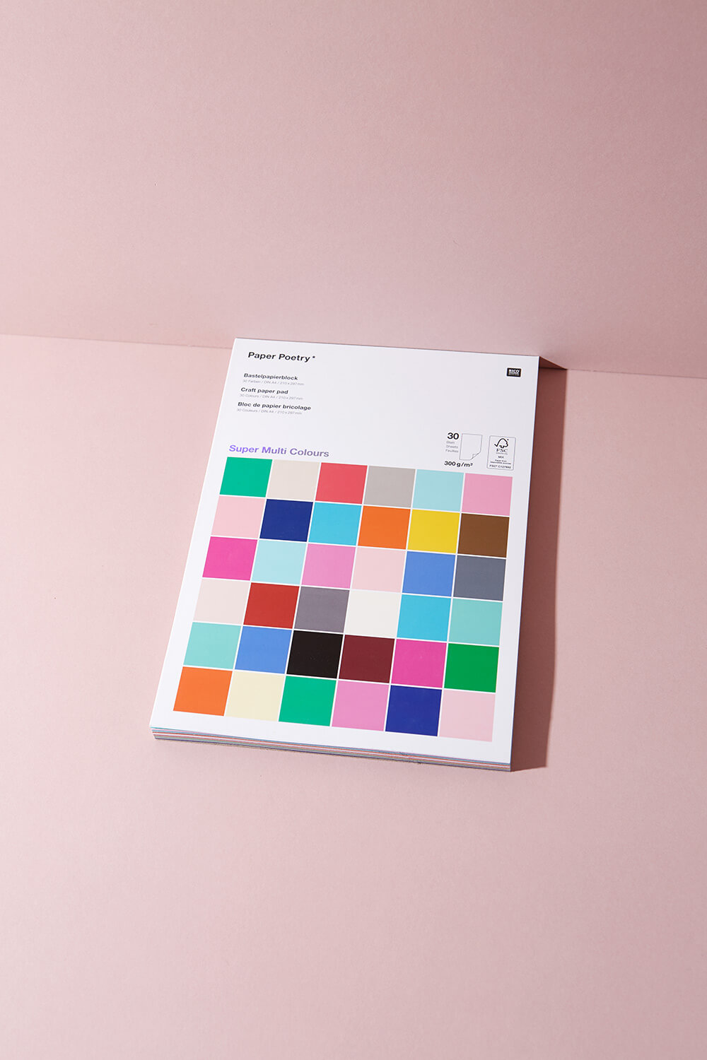 Super Colour Bastelpapierblock A4 30 Blatt – extra stark 300 g/m² – Bild 2