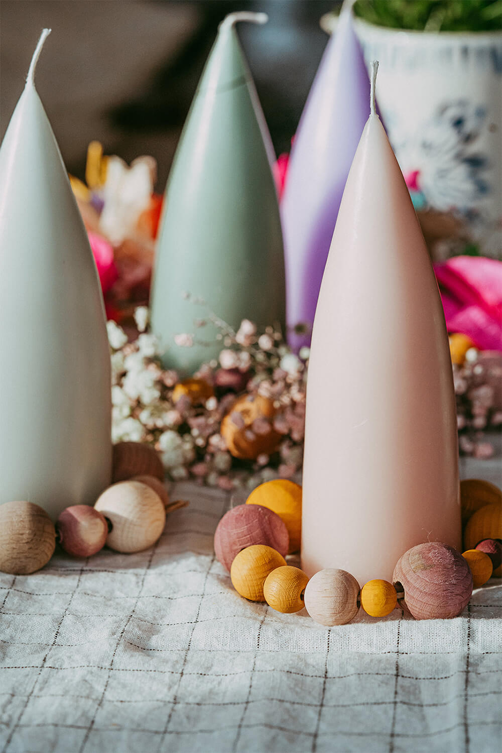 Große konische Kerzen 2er Set “Pastel Colors” – Bild 2