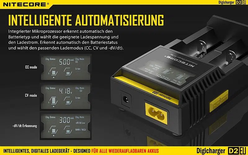 Nitecore 2-fach Digicharger D2EU- Universalladegerät – EU-Version – Bild 6