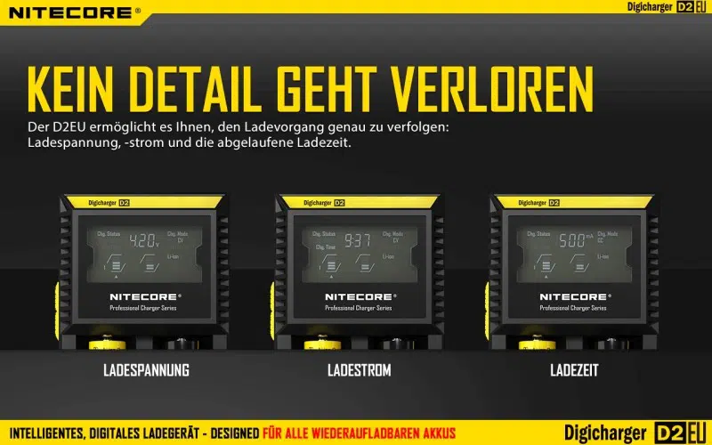 Nitecore 2-fach Digicharger D2EU- Universalladegerät – EU-Version – Bild 8