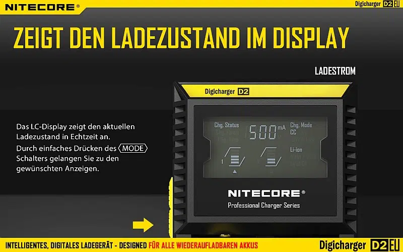 Nitecore 2-fach Digicharger D2EU- Universalladegerät – EU-Version – Bild 7