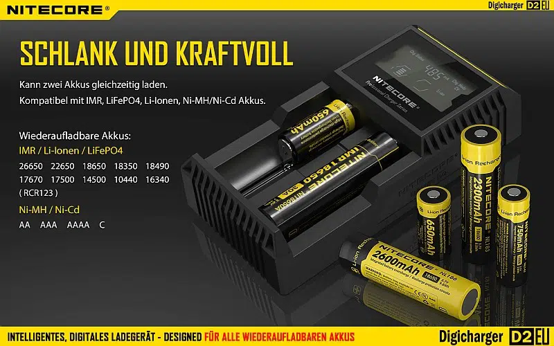 Nitecore 2-fach Digicharger D2EU- Universalladegerät – EU-Version – Bild 5