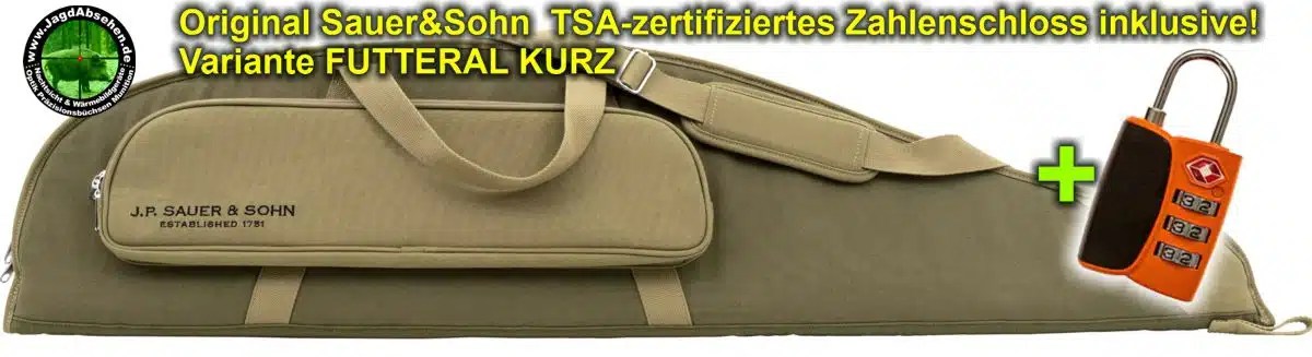 Original SAUER Gewehrfutteral kurz Cordura INKL. TSA-zert. Zahlenschloss