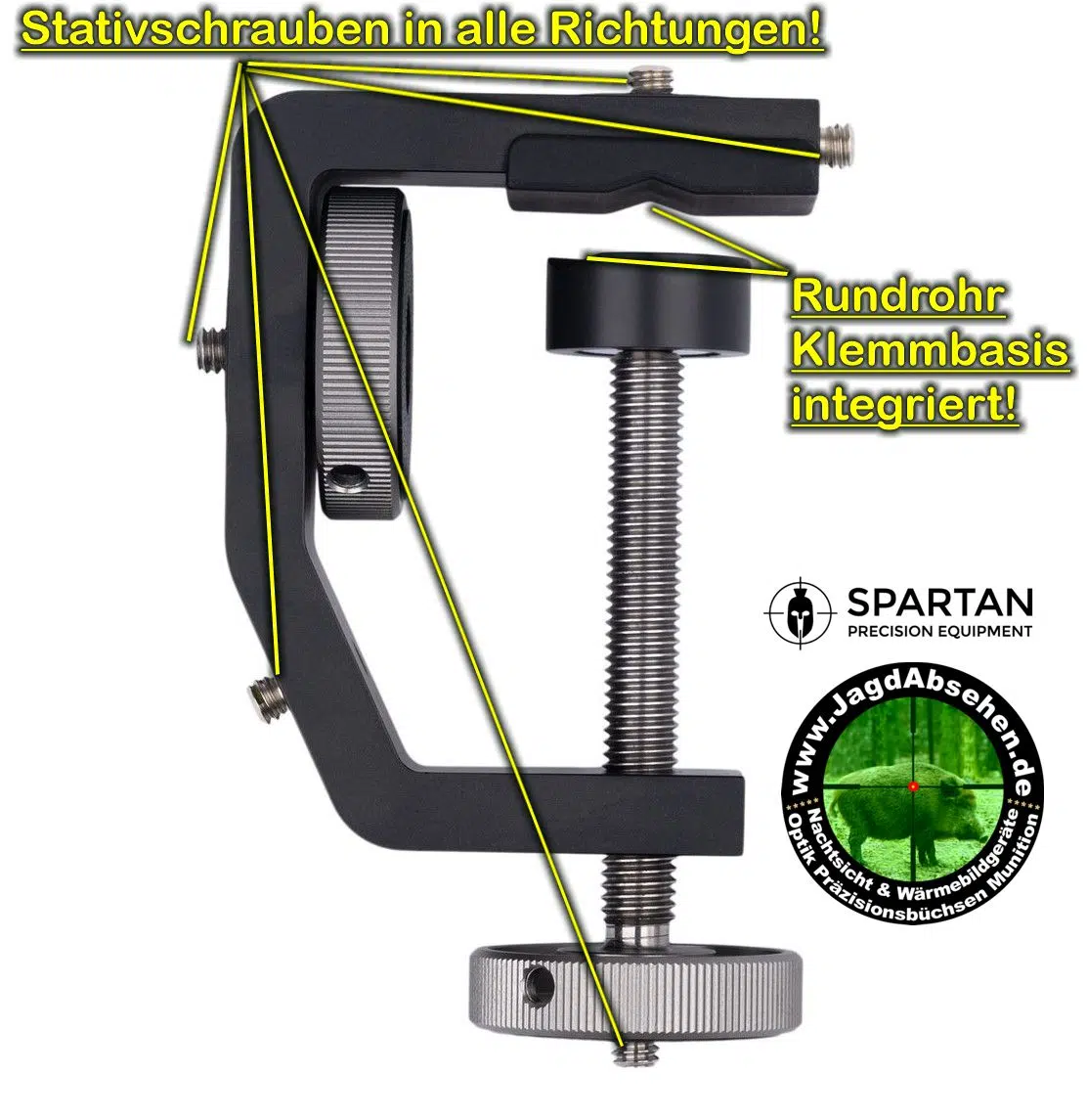 Spartan Mr. G. Klemmhalterung für Davros-Head mit Javelin Prohunt Standard Bipod Zweibein bei Jagdabsehen in Karlsruhe – Bild 3