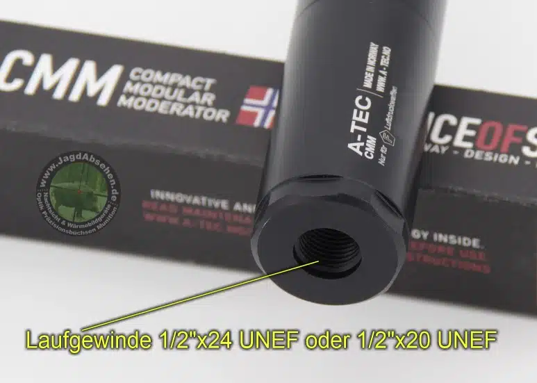 A-TEC CMM-4 34 dB Schalldämpfer bis Kal .223 für F-LUFTDRUCKWAFFEN mit Laufgewinde – Bild 2